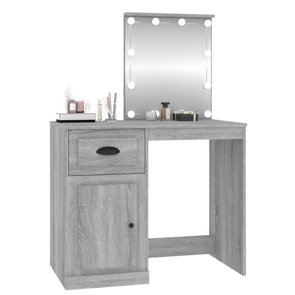 Schminktisch mit Spiegel Weiß 90x50x132,5 cm Holzwerkstoff