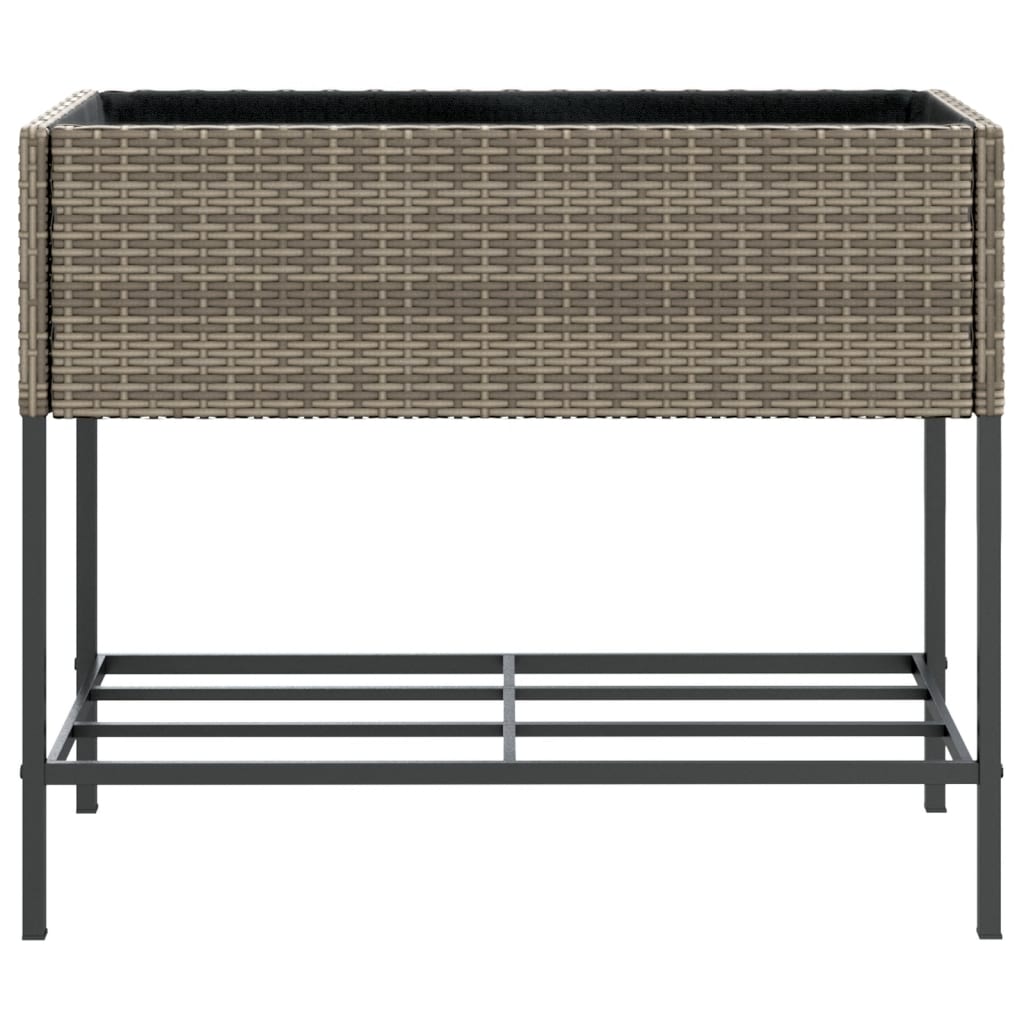 Hochbeete mit Ablage 2 Stk. Schwarz 70x28x70 cm Poly Rattan