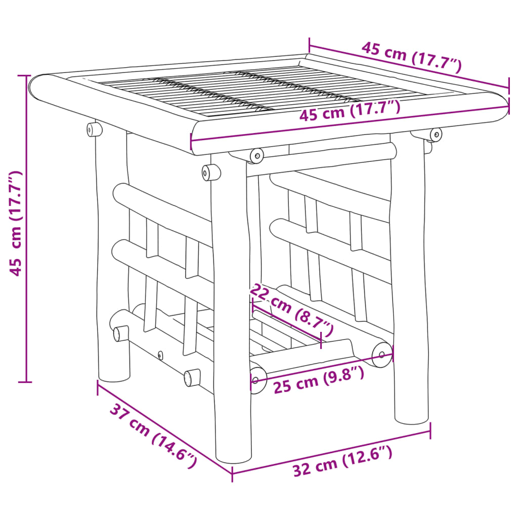 Couchtisch Bambus 90x50x45 cm