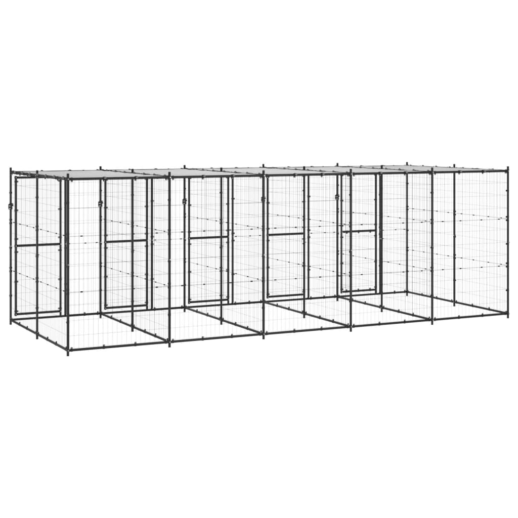 Outdoor-Hundezwinger Stahl mit Überdachung 110x220x180 cm