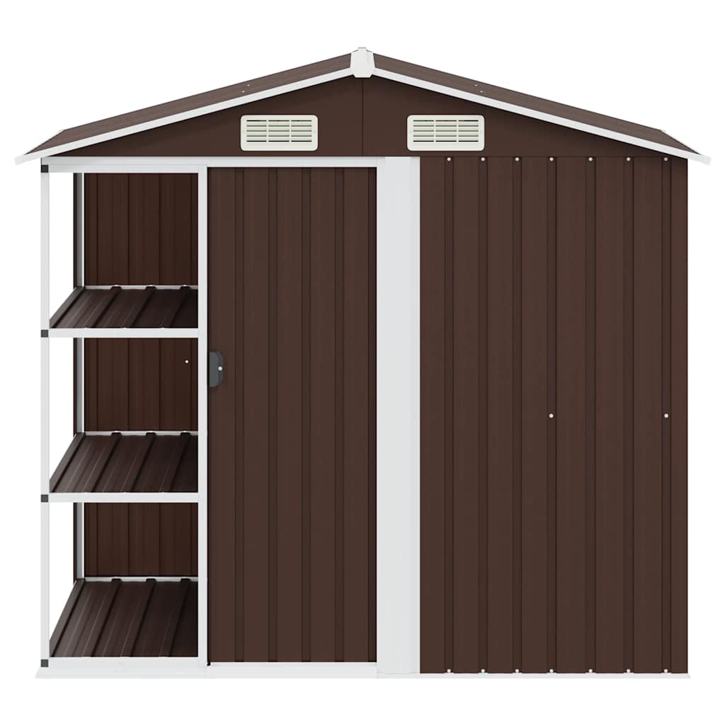 Gartenhaus mit Regal Grau 205x130x183 cm Eisen