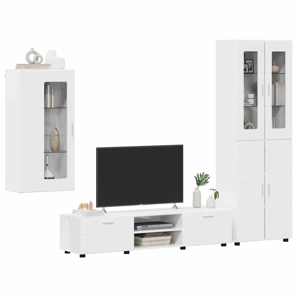 Highboard mit Regal FLORIN Weiß 60 x 35 x 182 cm Holzwerkstoff