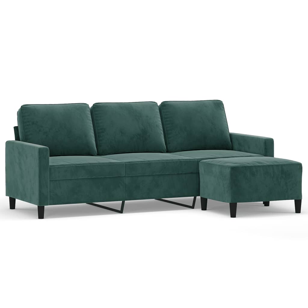 3-Sitzer-Sofa mit Hocker Rosa 180 cm Samt