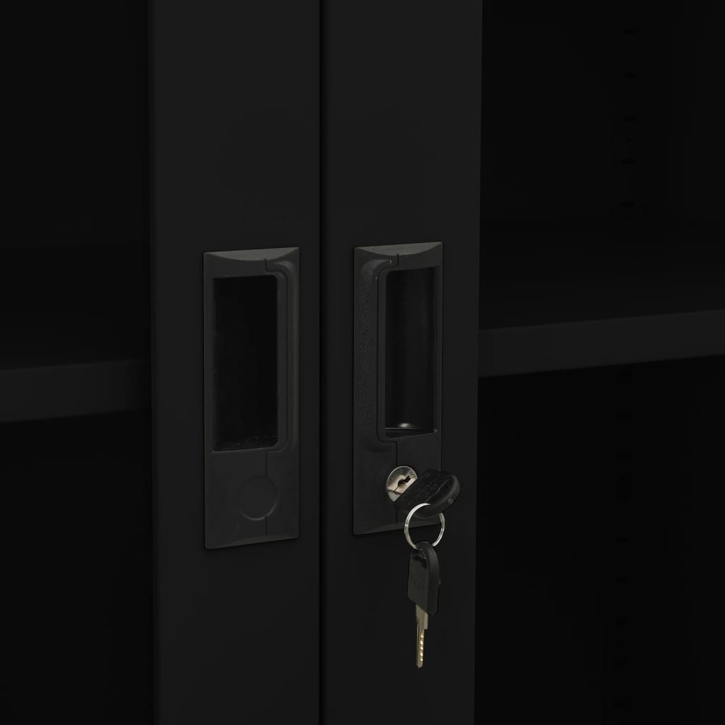 Büroschrank Weiß 90x40x180 cm Stahl und Hartglas