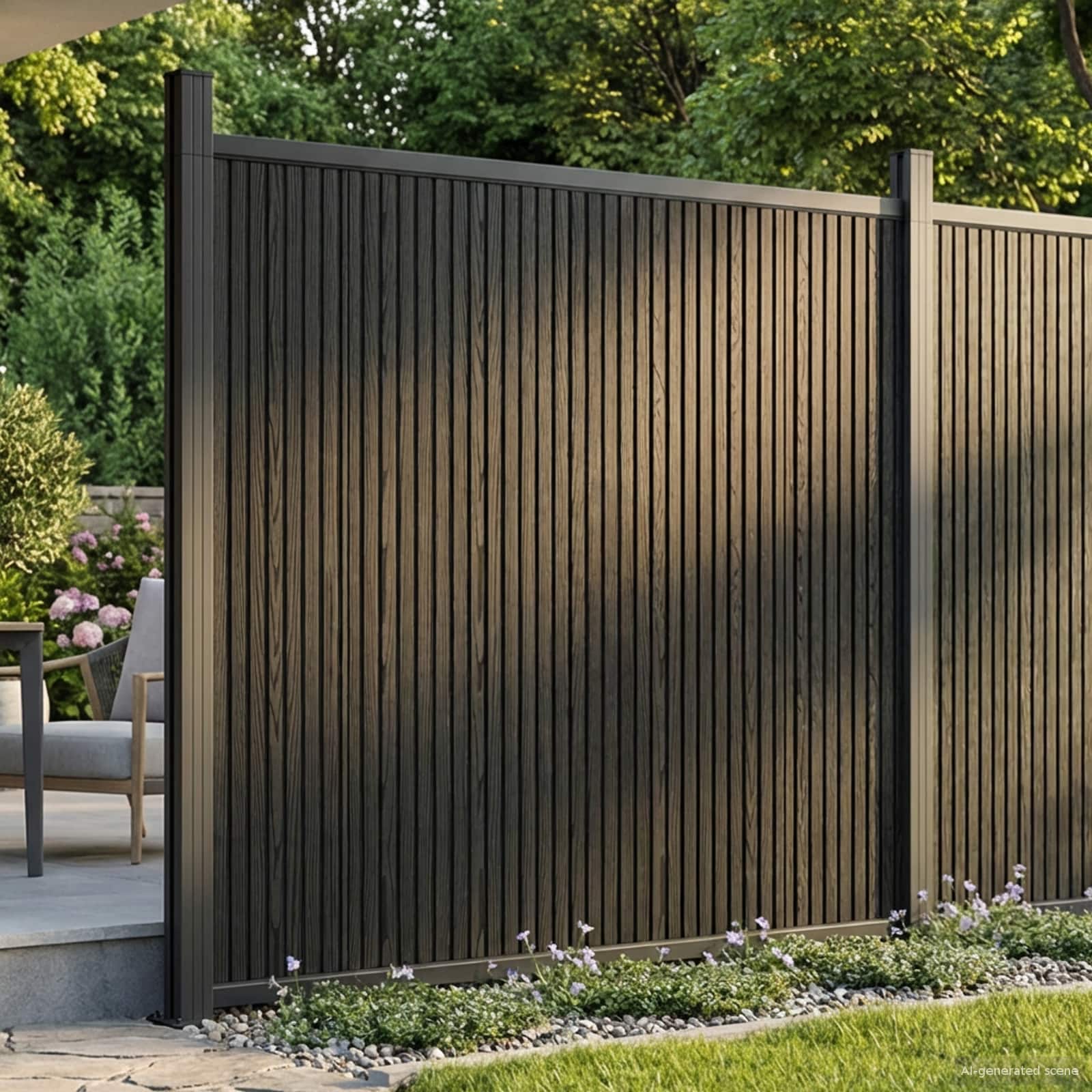 Zaunelement Grau 353x186 cm WPC