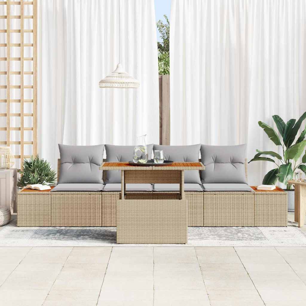 Garten Essgruppe mit Kissen 5 pcs Schwarz und Beige