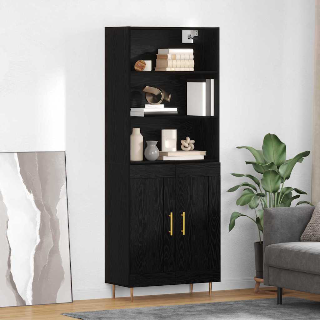 Highboard Hochglanz-Weiß 69,5x34x180 cm Holzwerkstoff