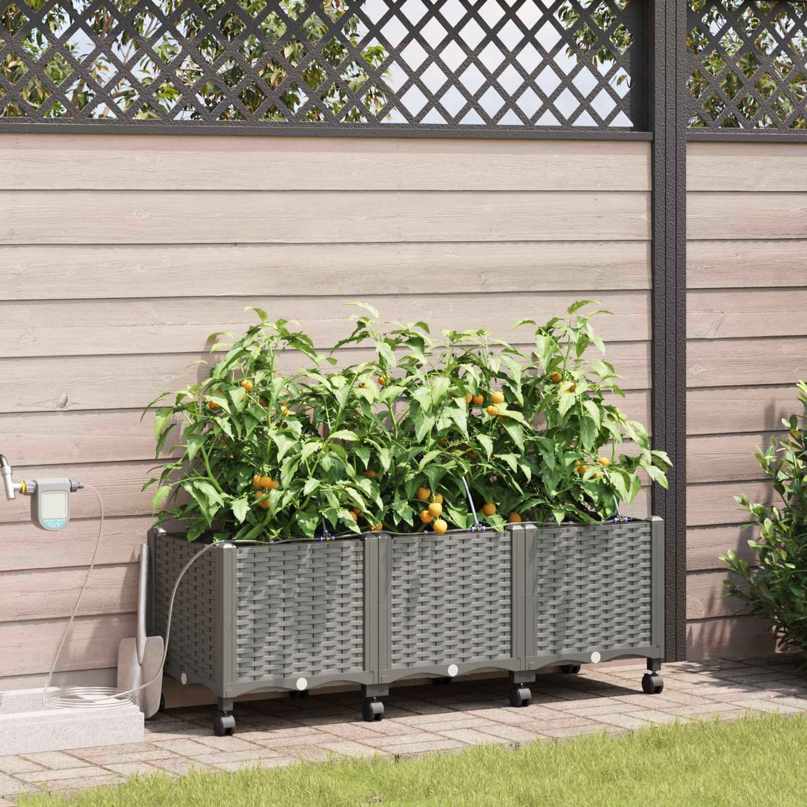 Garten-Pflanzgefäß 4 Stk. Braun 160 x 40 x 22 cm PP