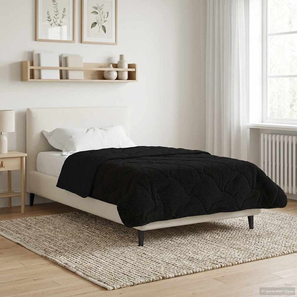 Sommerdecke Anthrazit 135 x 200 cm Mikrofaser und Teddy-Fleece
