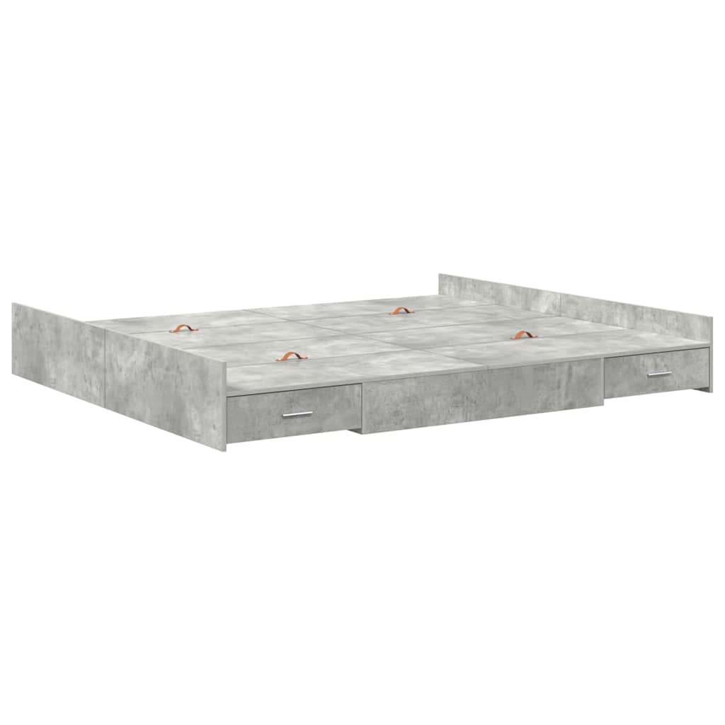 Aufbewahrungsbettgestell Weiß 200 x 200 cm Holzwerkstoff