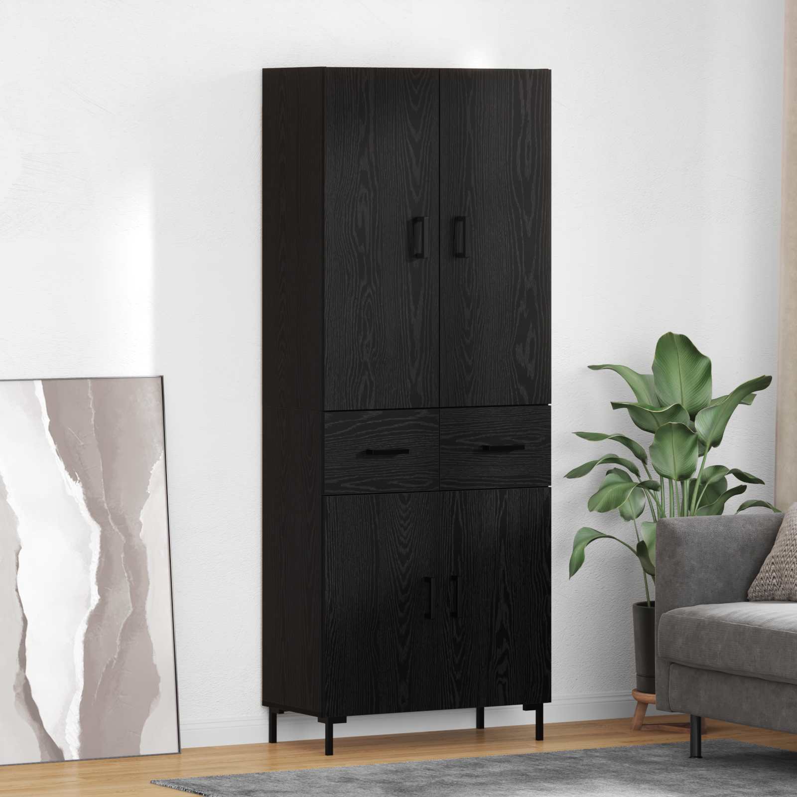 Highboard Betongrau 69,5x34x180 cm Holzwerkstoff
