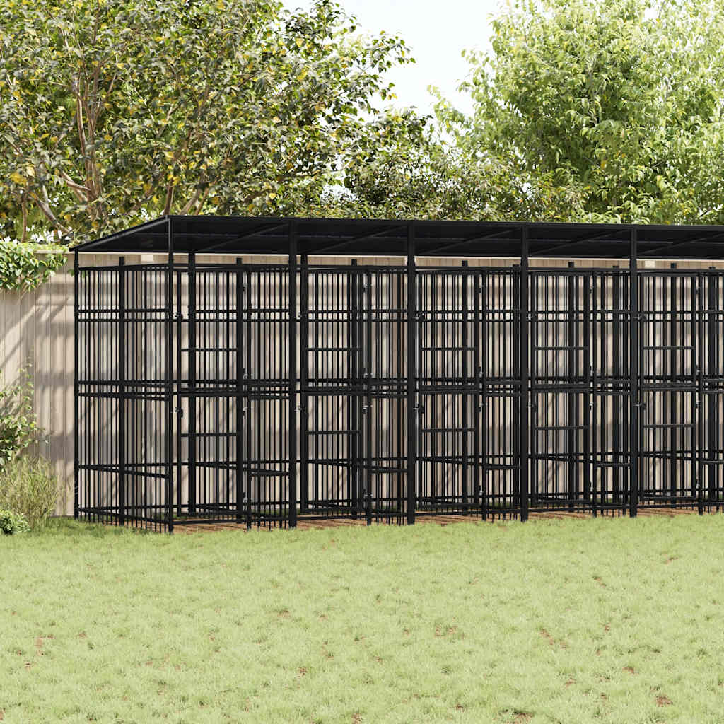 Outdoor-Hundezwinger mit Dach Stahl 1,84 m²