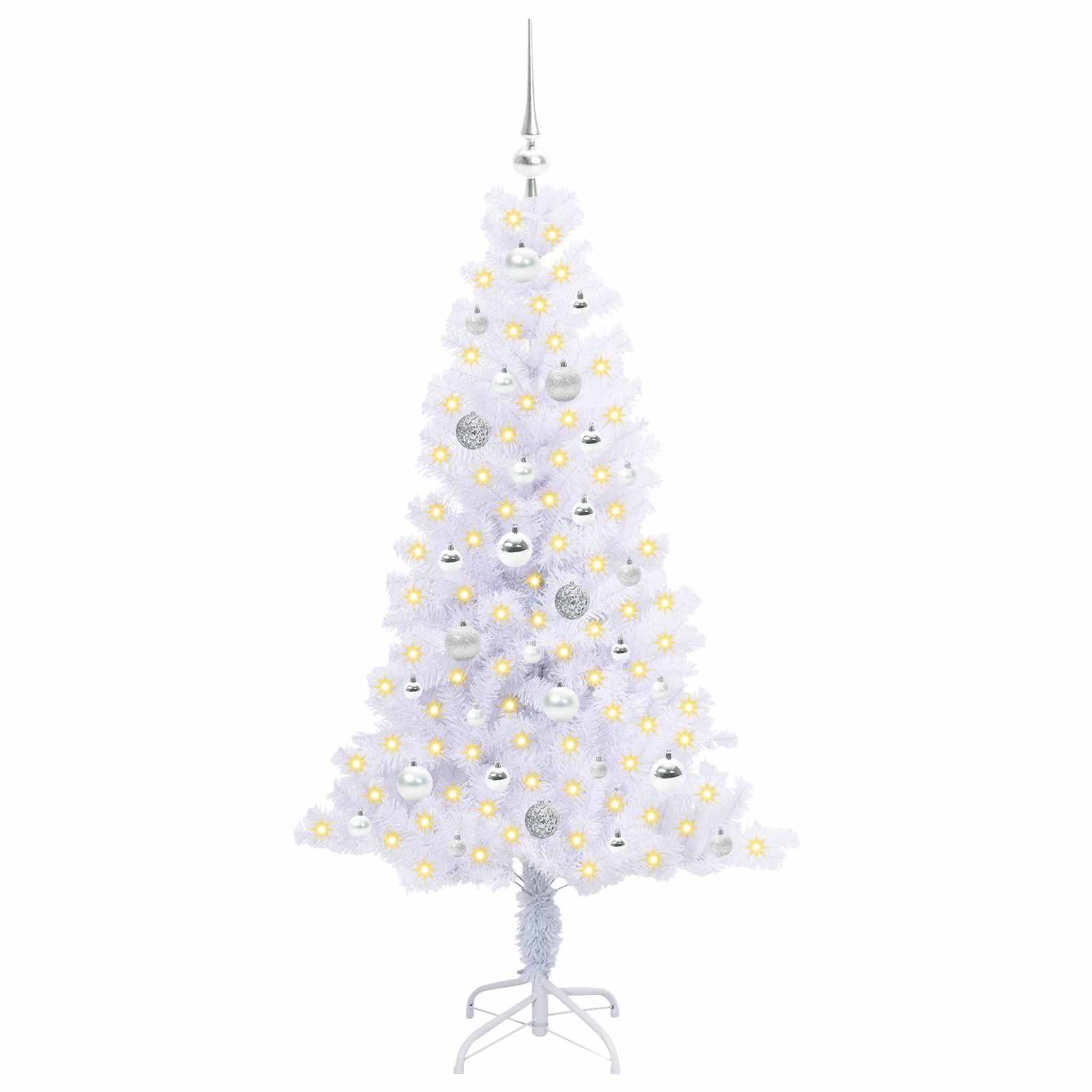 Künstlicher Weihnachtsbaum Weiß 120 cm PVC und Stahl