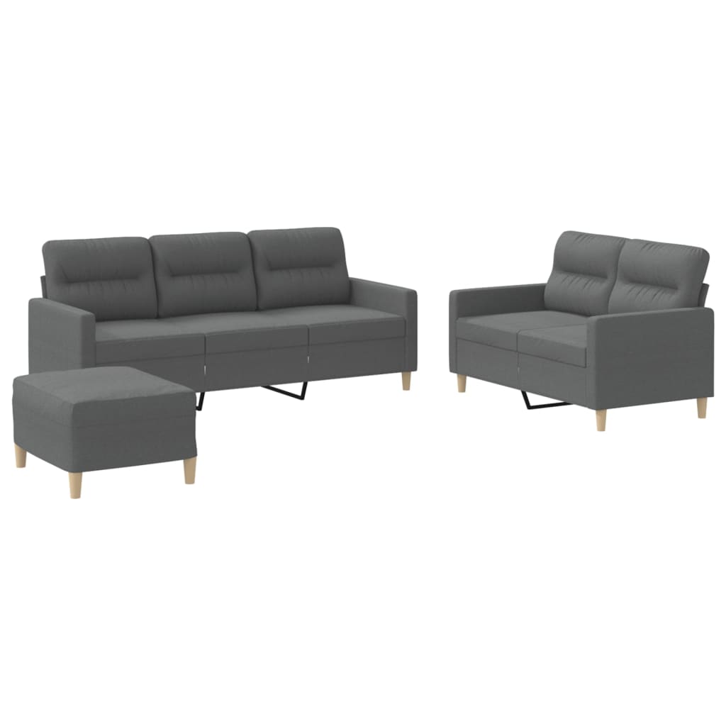 3-tlg. Sofagarnitur mit Kissen Taupe Stoff