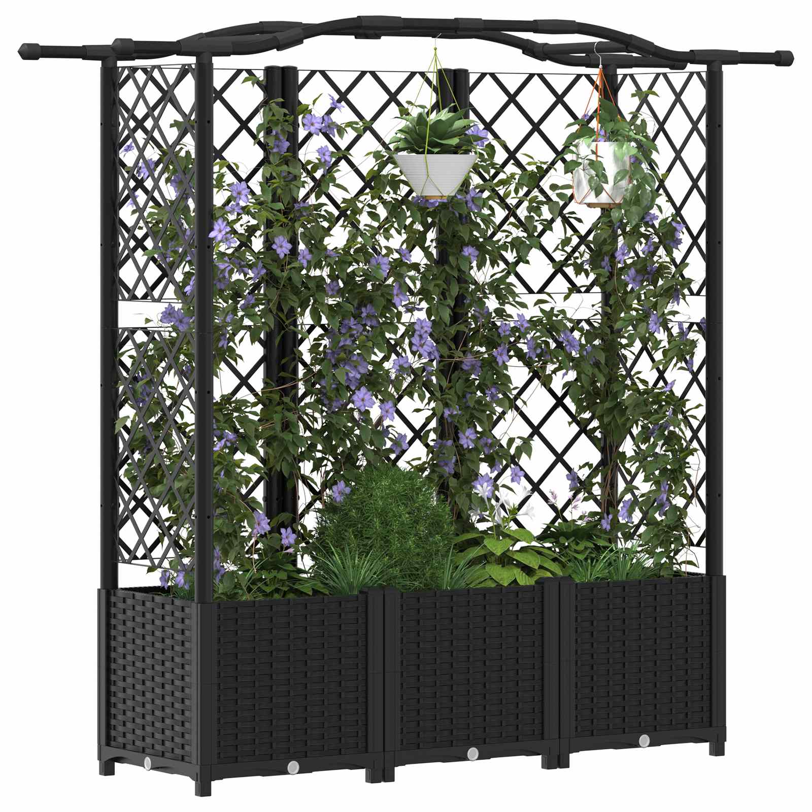 Hochbeet mit Rankgitter und Dach Braun 124 x 40 x 123 cm PP