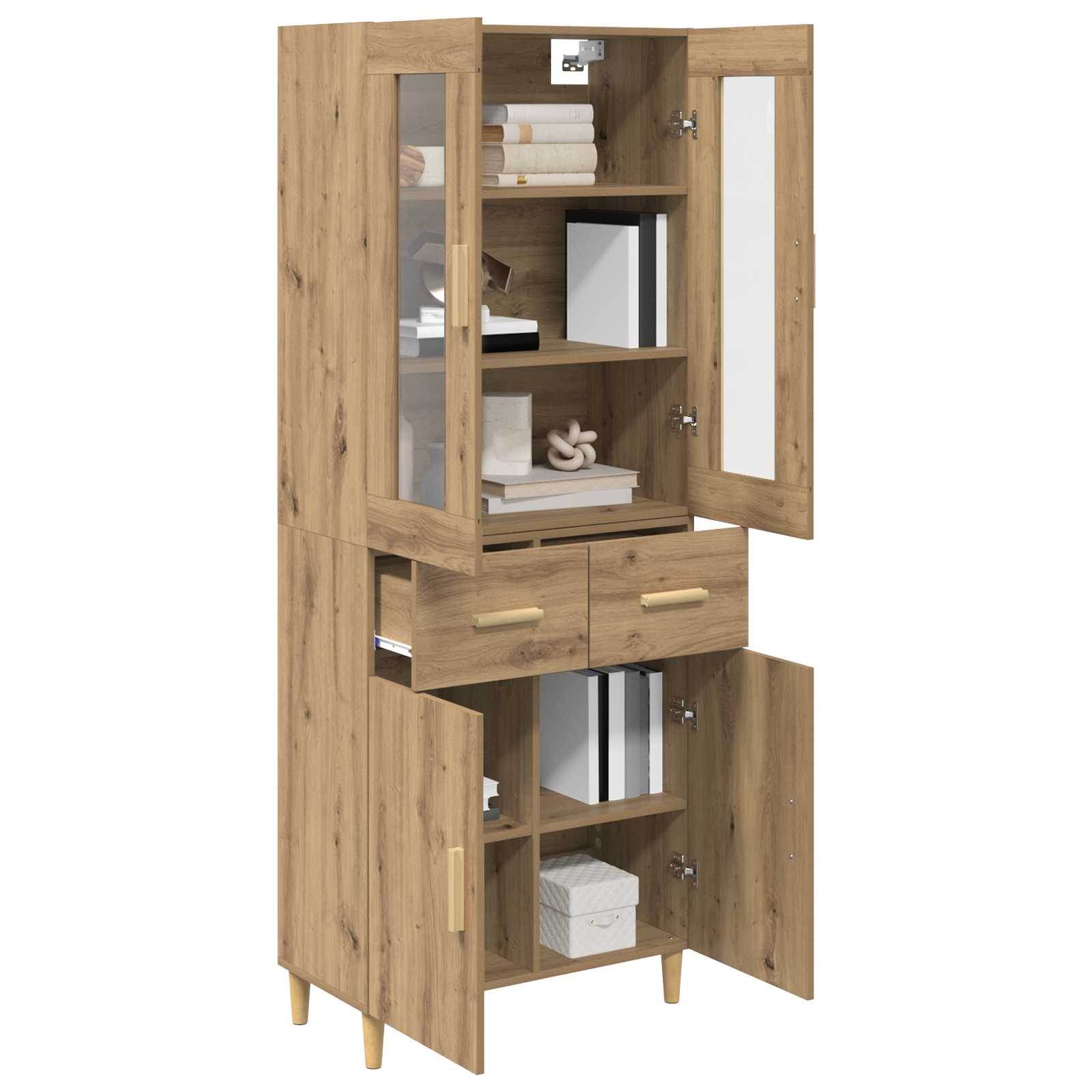 Highboard Altholz 69,5 x 34 x 180 cm Holzwerkstoff