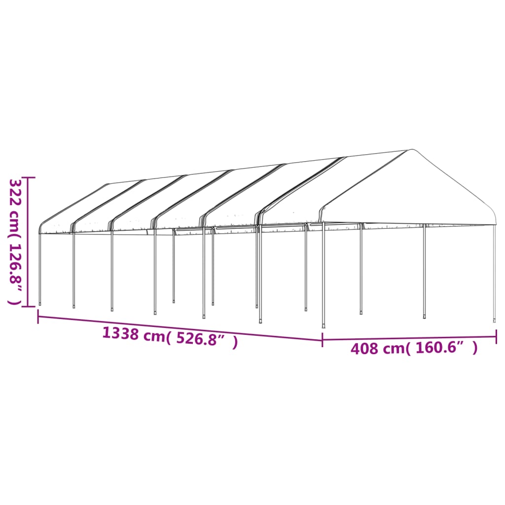Pavillon mit Dach Weiß 4,46x4,08x3,22 m Polyethylen