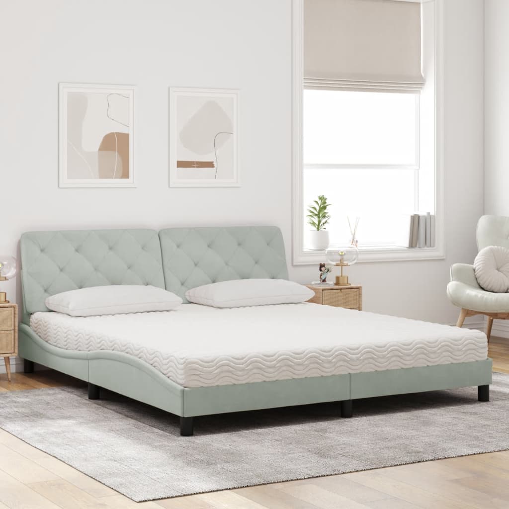 Bett mit Matratze Hellgrau 80x200 cm Samt
