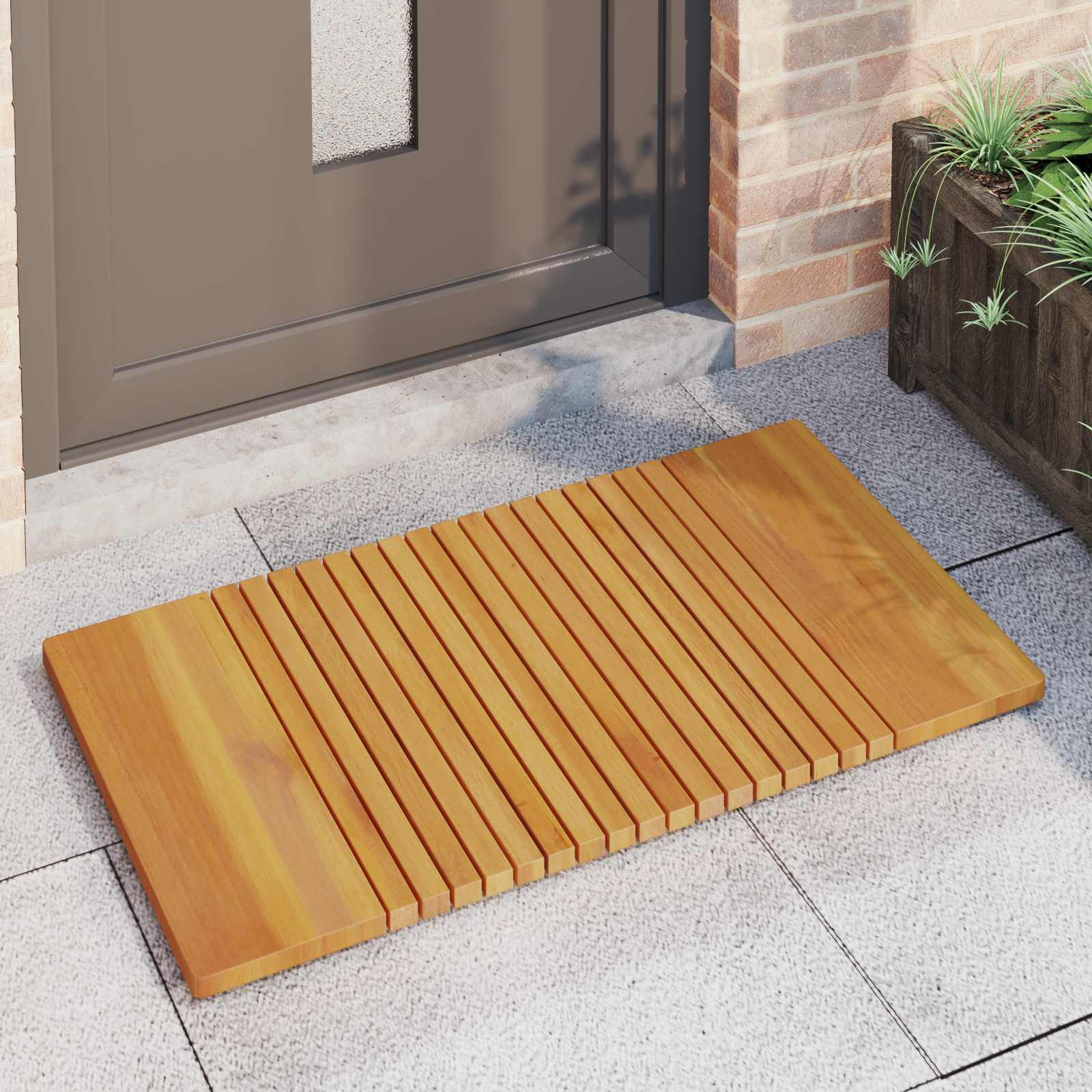 Badematte Uni Braun 59 x 40 cm Massives Akazienholz