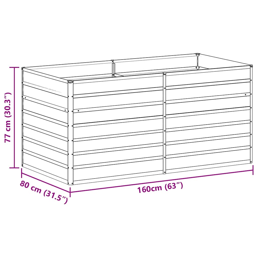 Hochbeet Hellbraun 100 x 100 x 77 cm Verzinkter Stahl