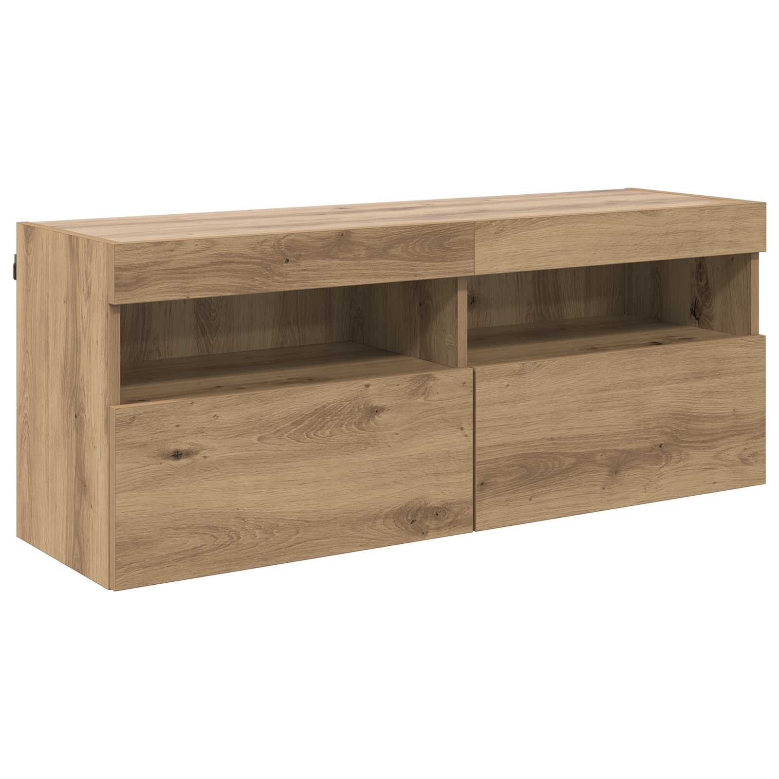 5-tlg. Wohnwand mit LED-Beleuchtung Weiß Holzwerkstoff