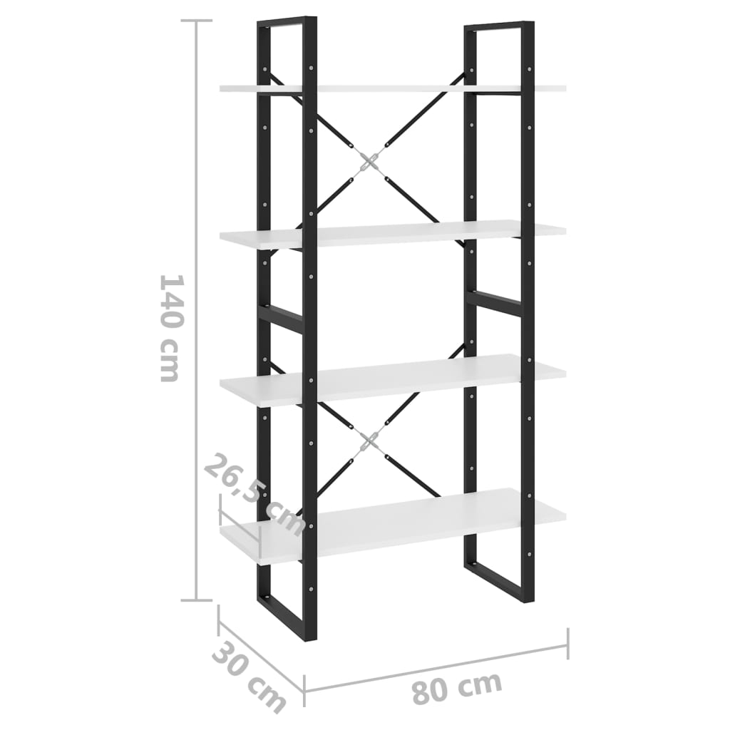 Bücherregal 2 Fächer Weiß 80x30x70 cm Holzwerkstoff