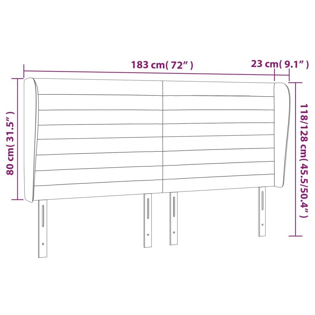 Kopfteil mit Ohren Dunkelblau 203x23x118/128 cm Samt