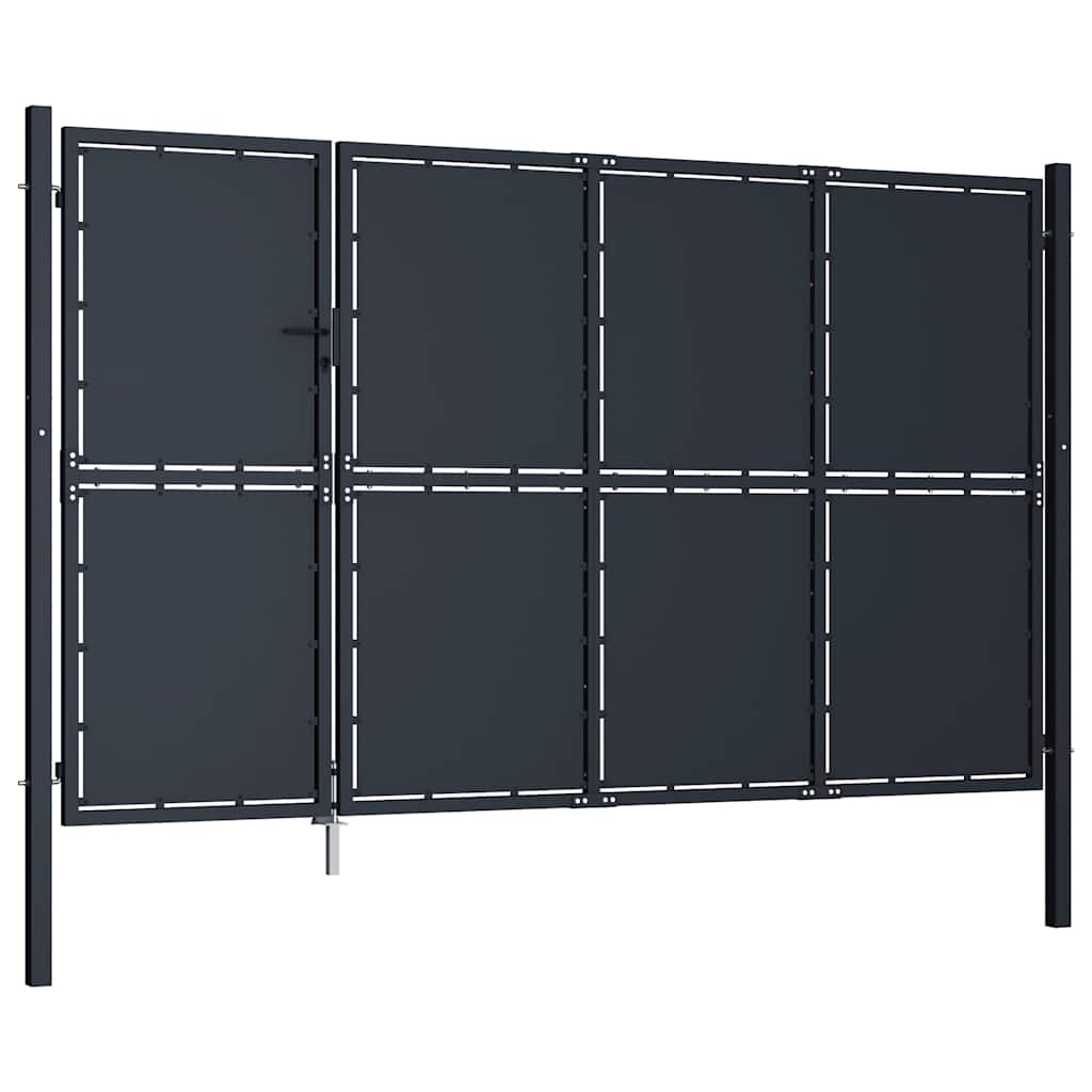 Gartentor aus Stahl 300 x 75 cm Anthrazit