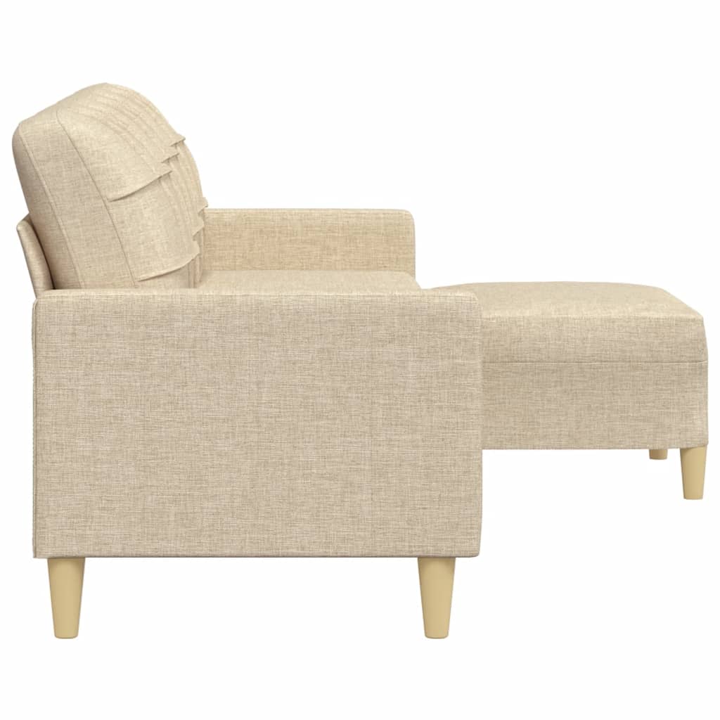 3-Sitzer-Sofa mit Hocker Taupe 180 cm Stoff
