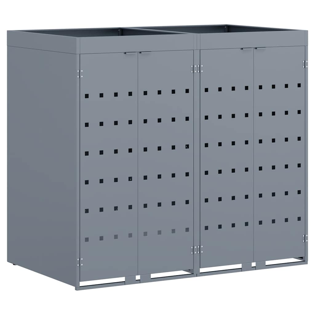 Mülltonnenbox für 2 Tonnen Schwarz 138x79x117 cm Stahl