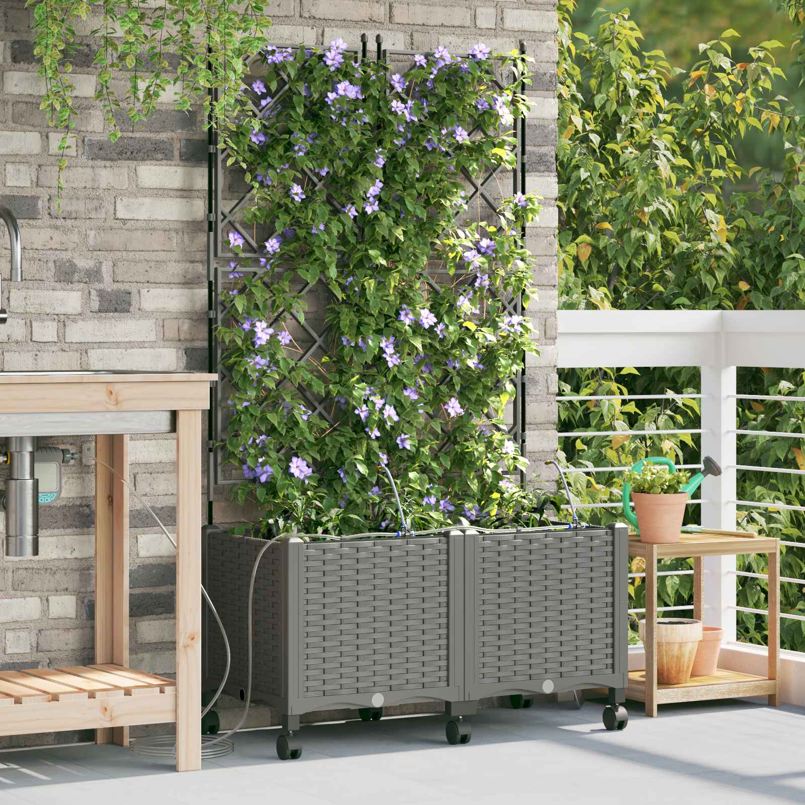 Garten-Pflanzgefäß 4 Stk. Braun 160 x 40 x 22 cm PP