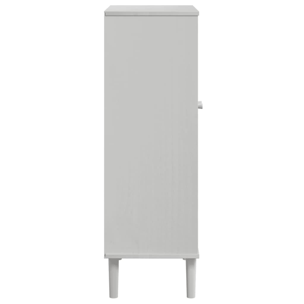 Schuhschrank SENJA Rattan-Optik Braun 59,5x35x107cm Kiefernholz