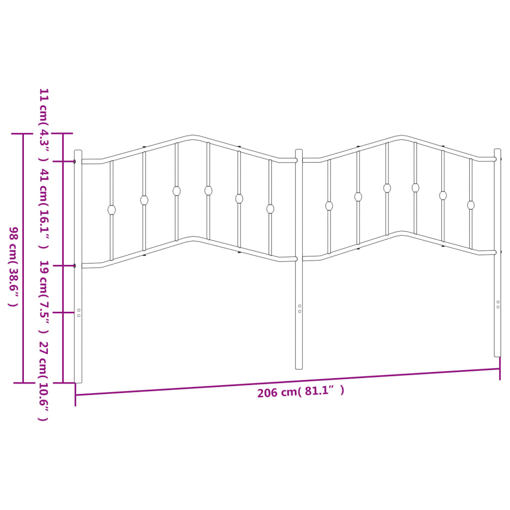 Ersatz-Kopfteil Metall Schwarz 90 cm