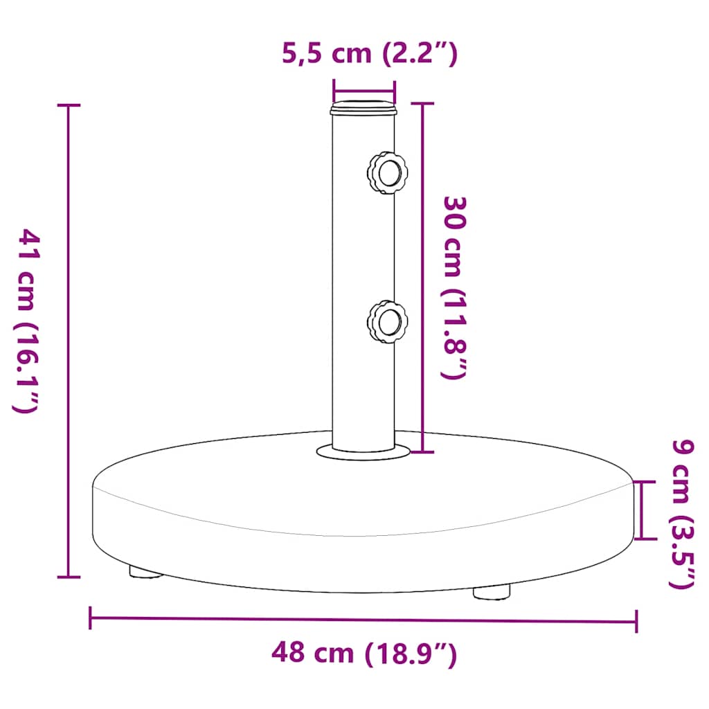 Sonnenschirmständer Ø32/38/48 mm Mast 28 kg Quadratisch