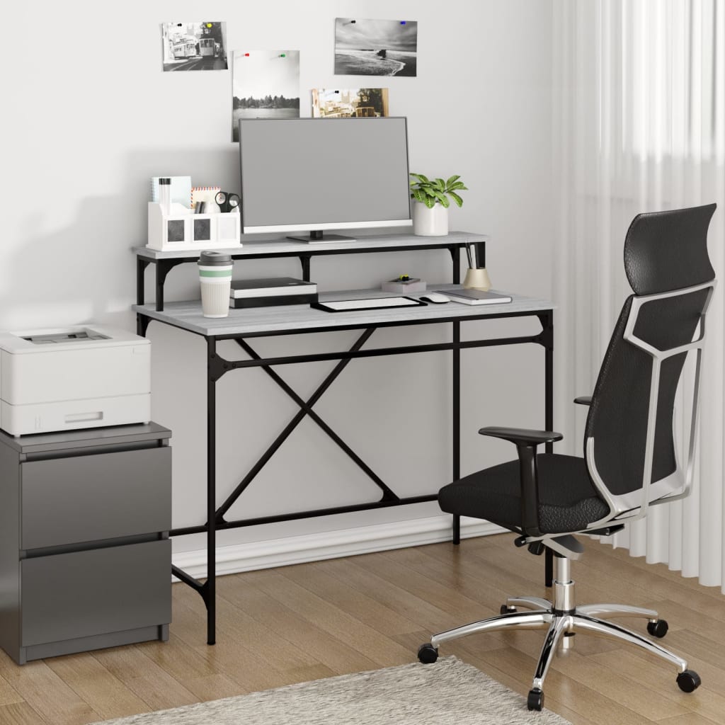 Schreibtisch Sonoma-Eiche 100x50x90 cm Holzwerkstoff und Eisen