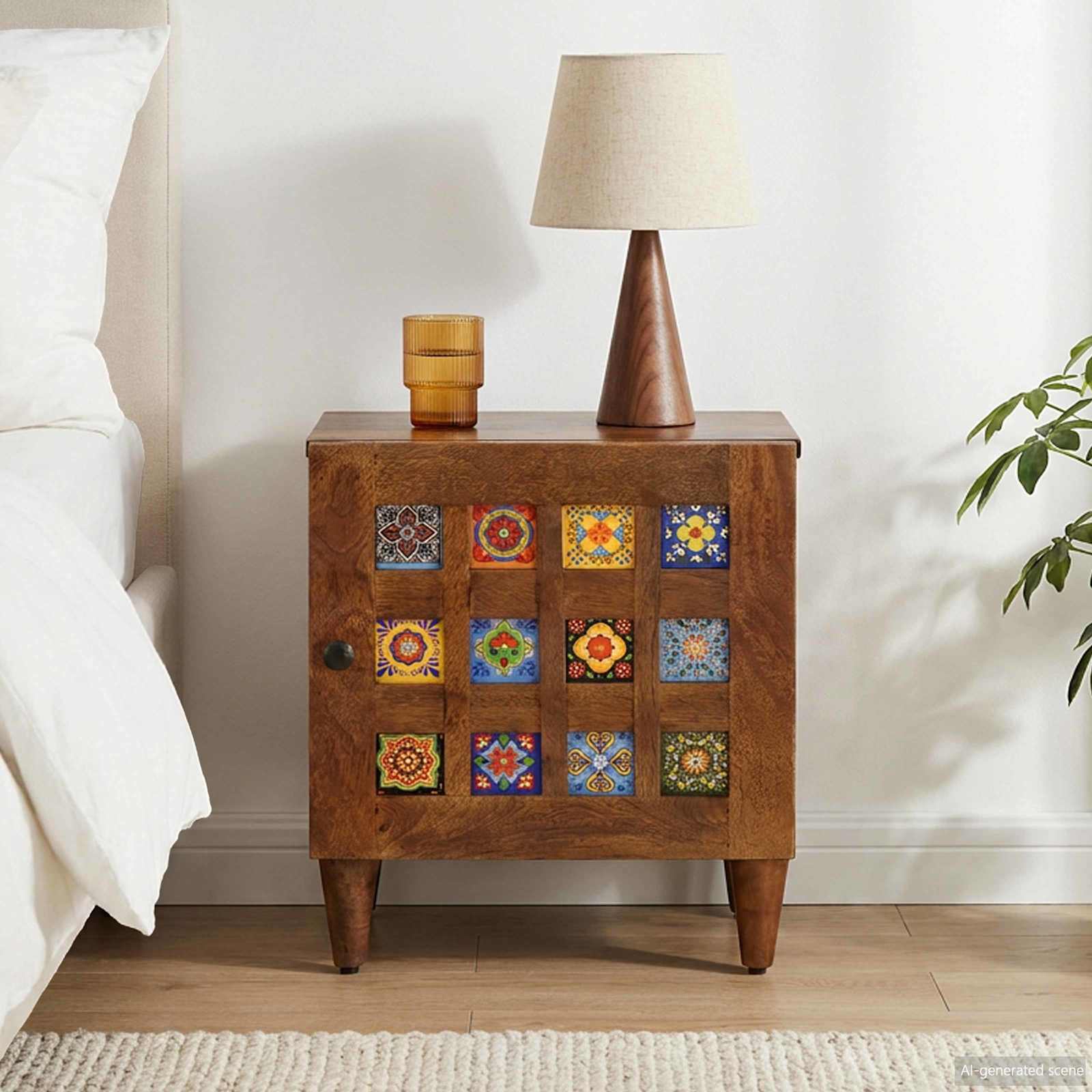 Nachttisch Braun 40 x 33 x 46 cm Massivholz Mango