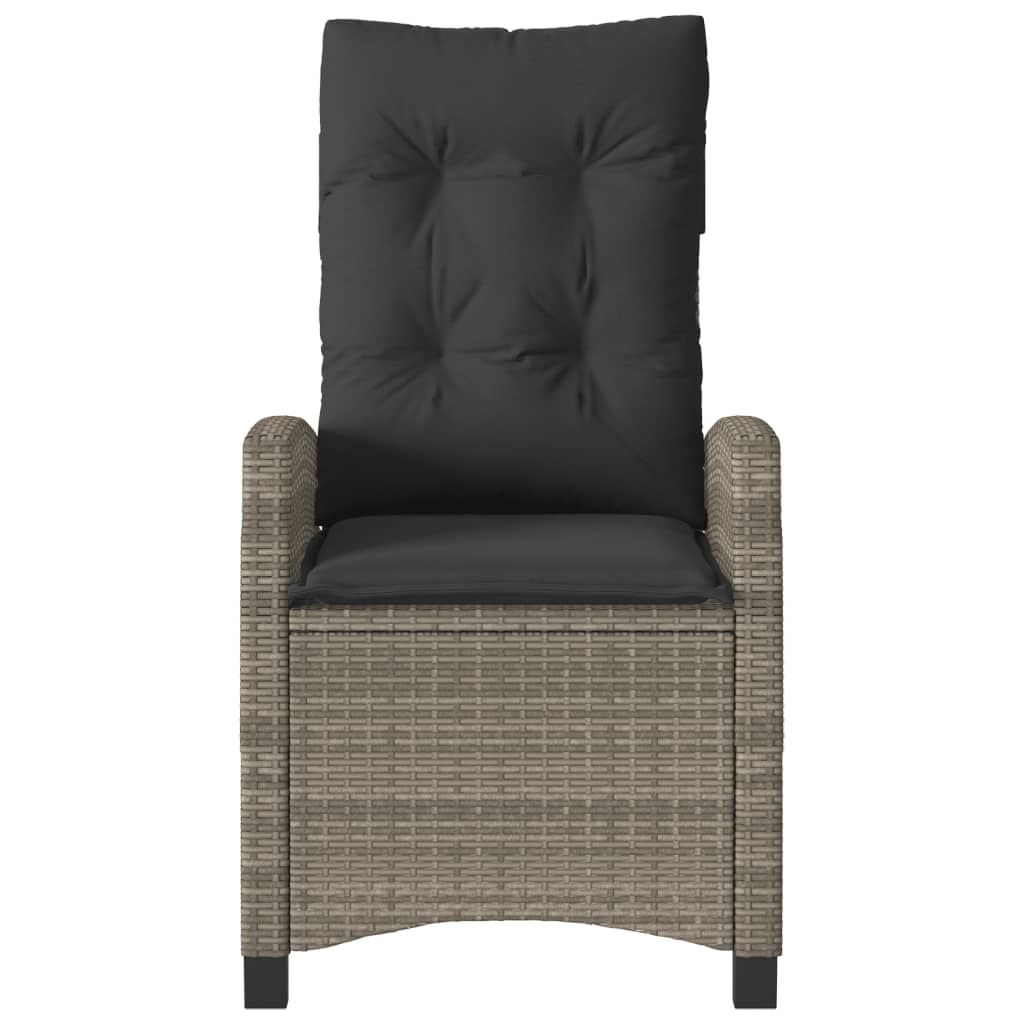 Gartensessel Verstellbar mit Kissen Schwarz Poly Rattan