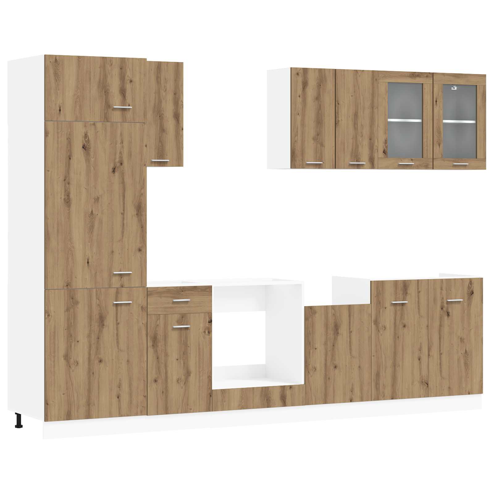 8-tlg. Küchenzeile Lyon Weiß Holzwerkstoff