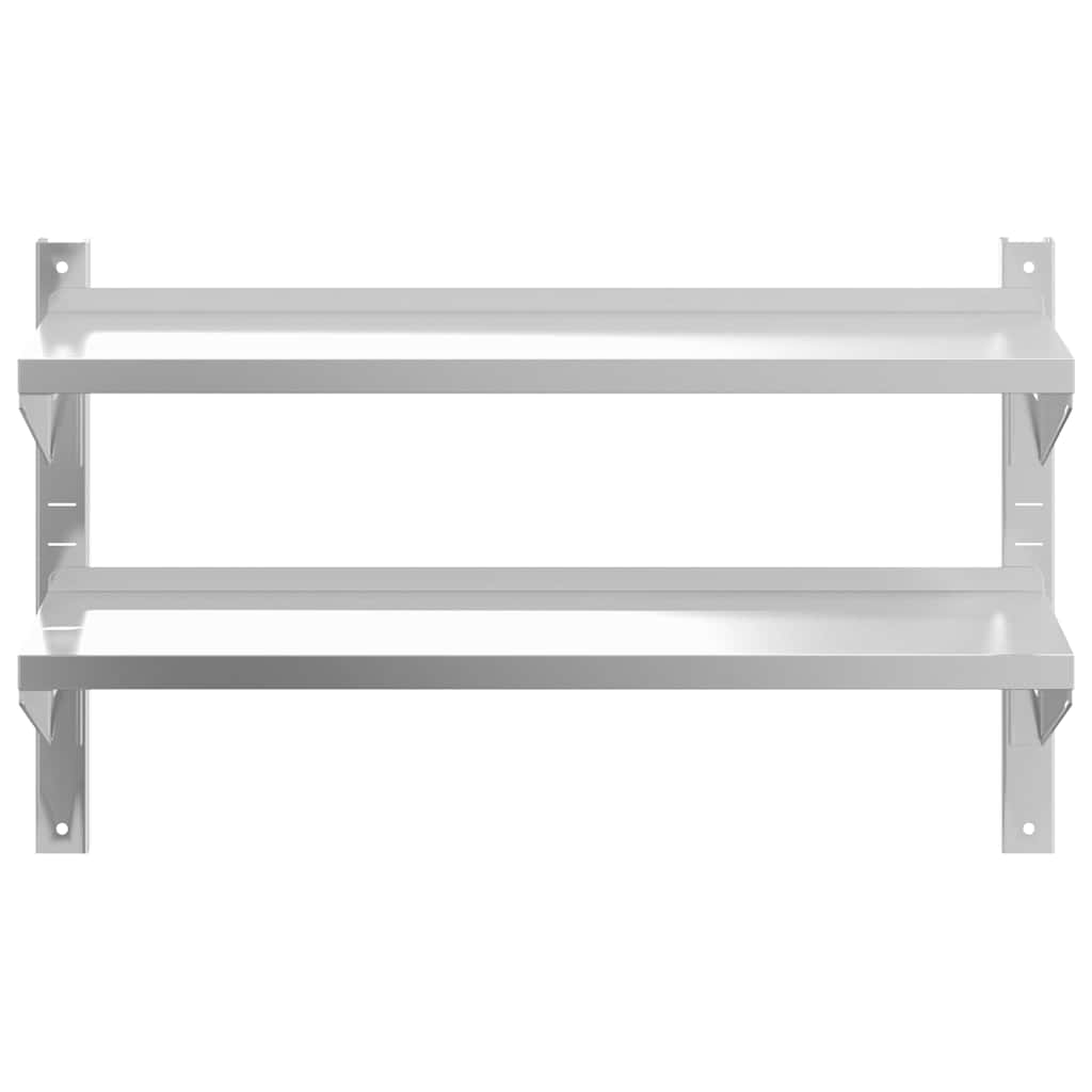 Wandregal mit 2 Böden 100x40x60 cm Silbern Edelstahl