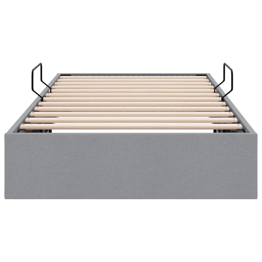 Aufbewahrungsbett mit Matratze Hellgrau 203 x 100 cm Stoff
