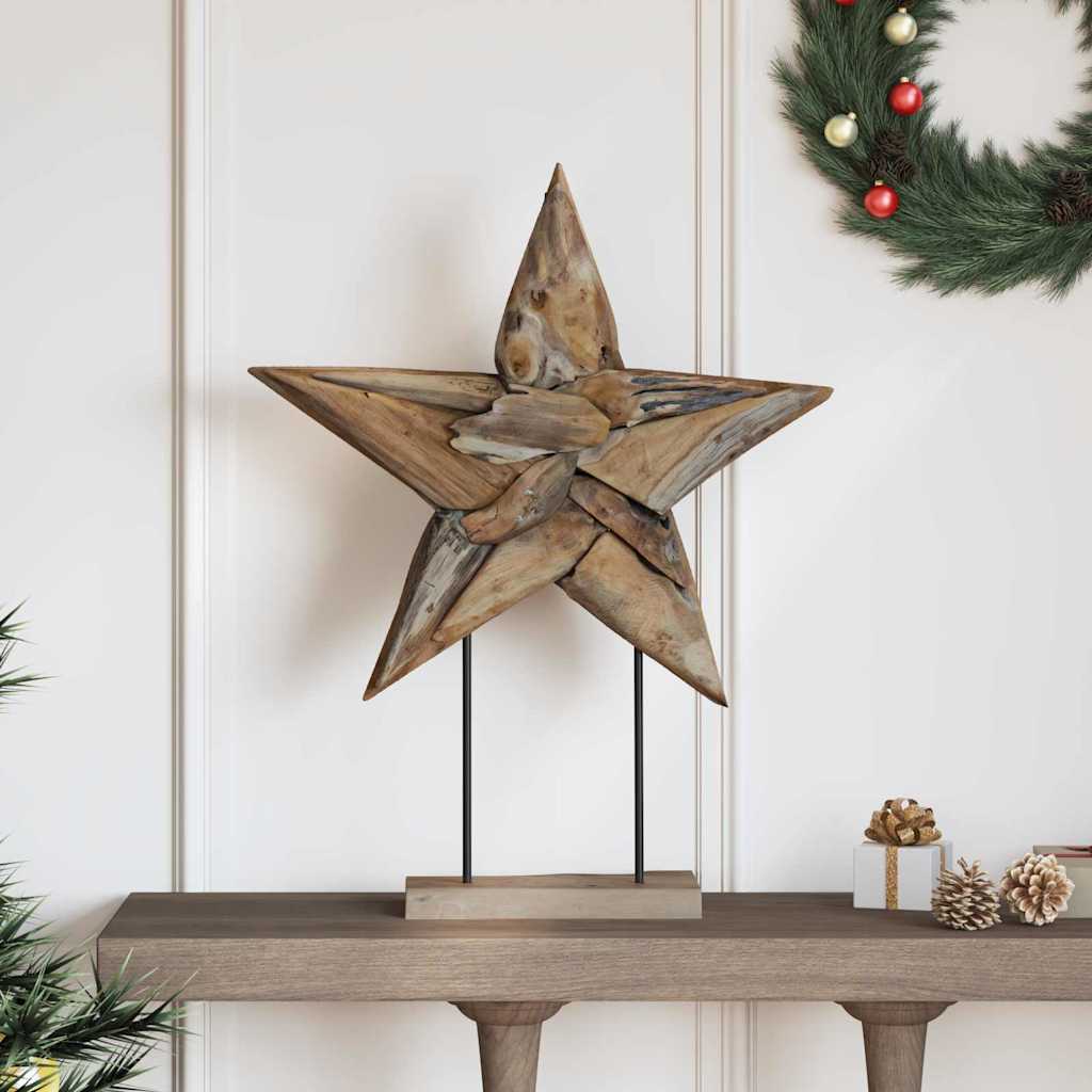 Weihnachtsstern Braun 31 x 15 x 46 cm Massivholz Teak