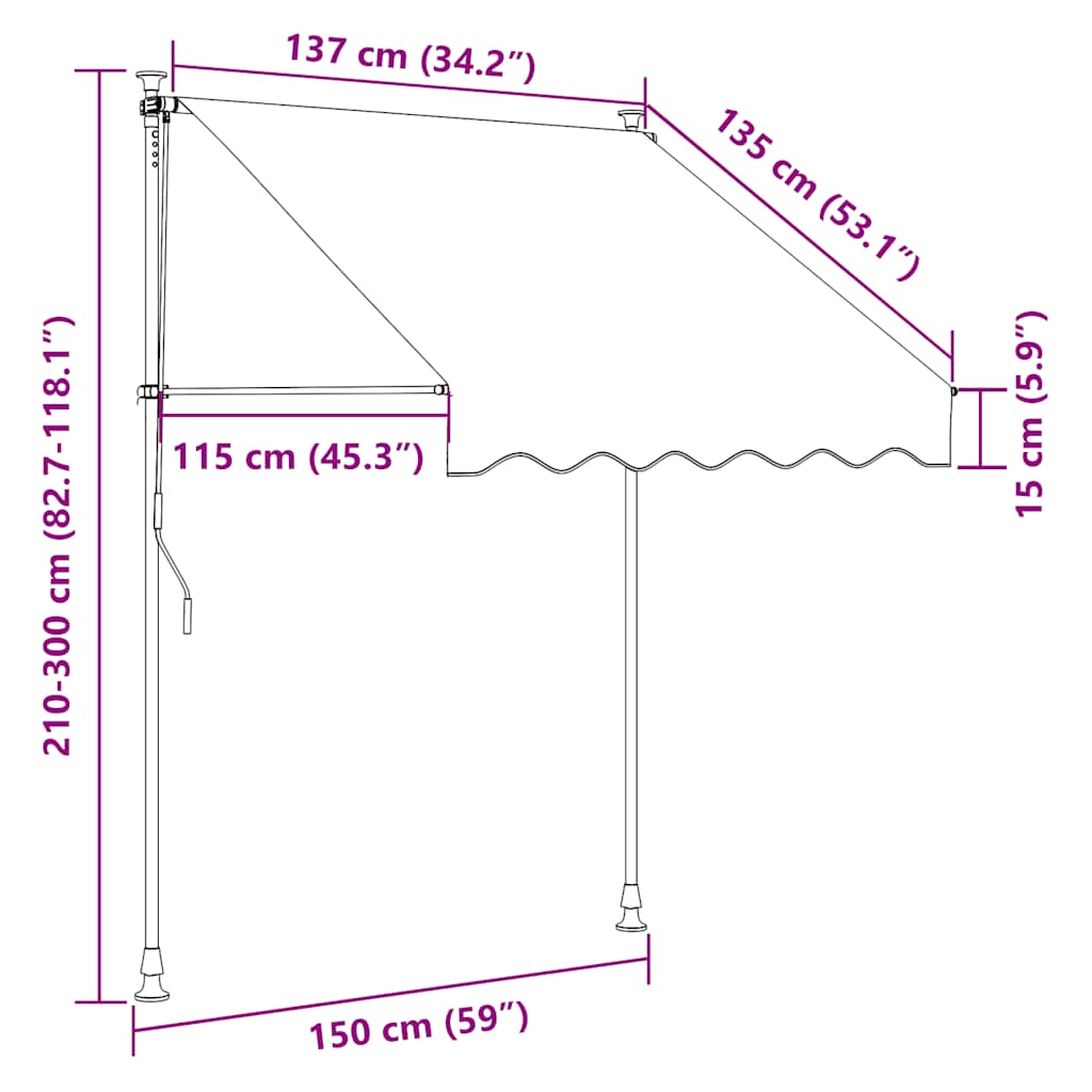 Einziehbare Markise Handbetrieben 150 cm Anthrazit