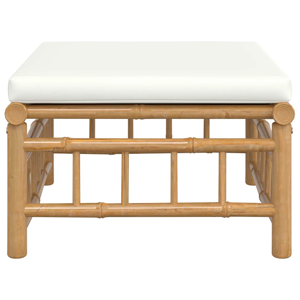 3-tlg. Garten-Lounge-Set mit Kissen Creme Bambus