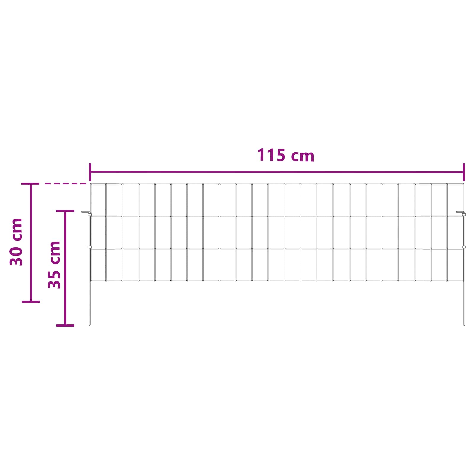 Gartenzaun mit Pfählen 12 pcs 35 x 30 cm Mesh Verzinkter Stahl