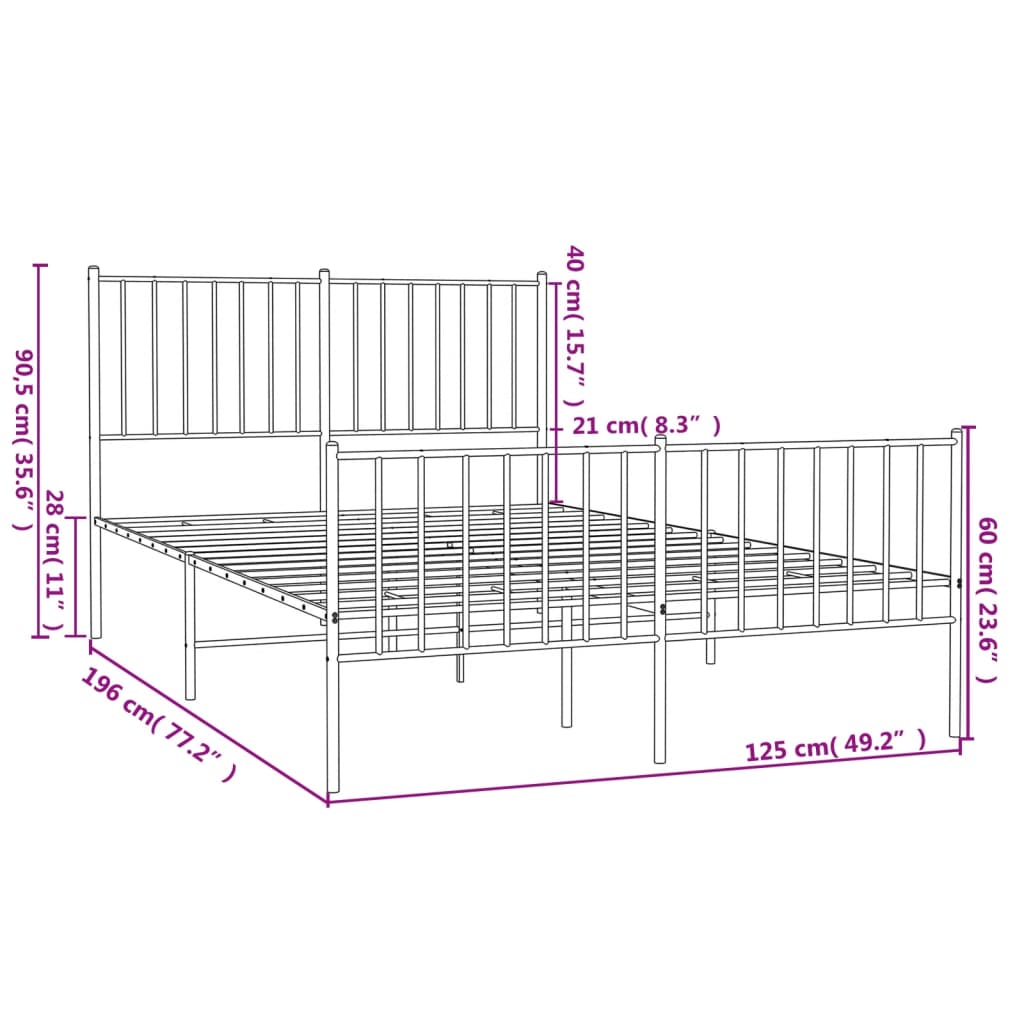Bettgestell Metall Schwarz 75x190 cm