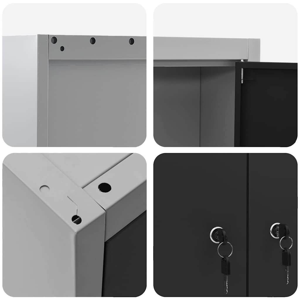 Werkzeugschrank mit Regal Schwarz und Grau 55 x 55 x 55 cm