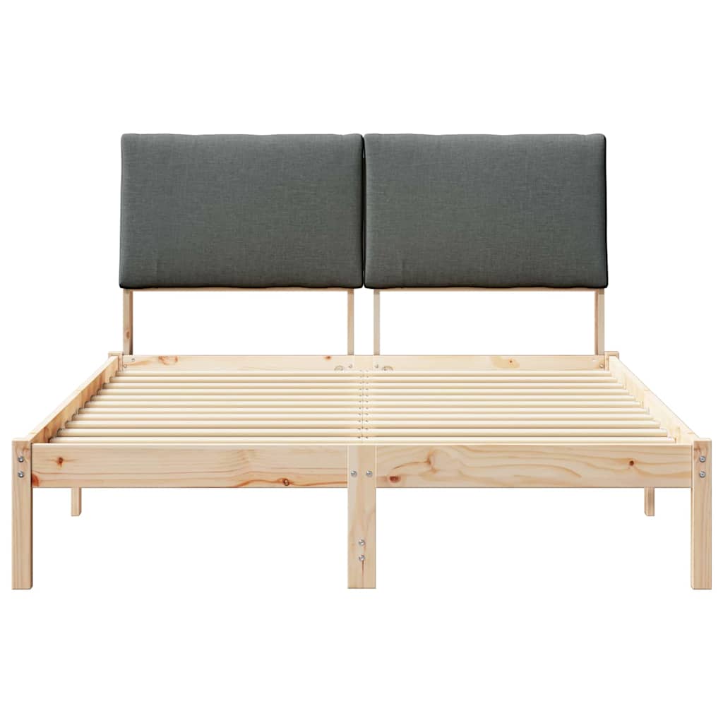 Bettgestell Braun und hellgrau 200 x 200 cm Massivholz Kiefer