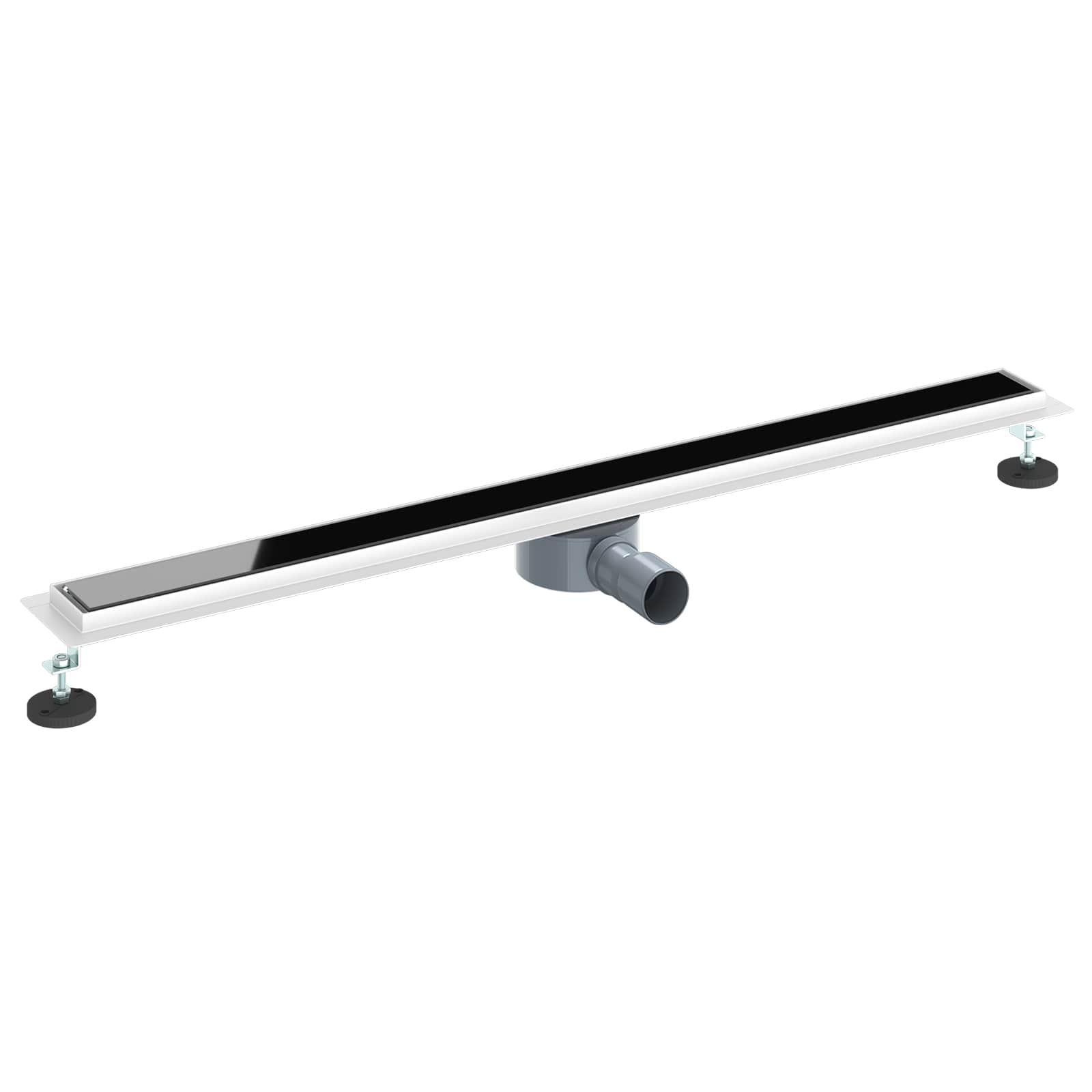 Duschabfluss mit Glashülle und 360° Siphon Schwarz 50 cm