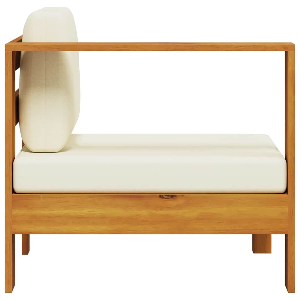 2-tlg. Garten-Lounge-Set mit Cremeweißen Kissen Akazienholz