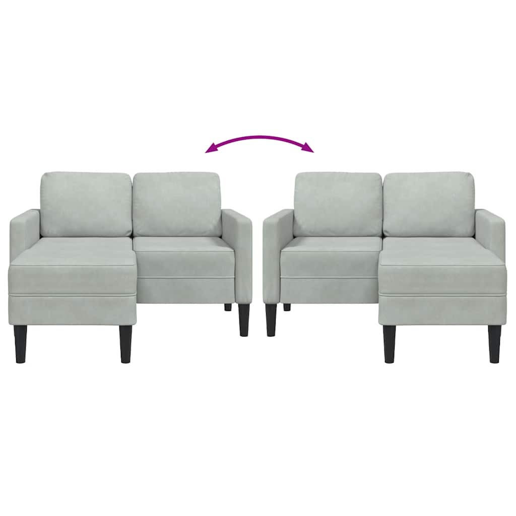2-Sitzer-Sofa mit Chaiselongue L-Form Blau 125 cm Samt